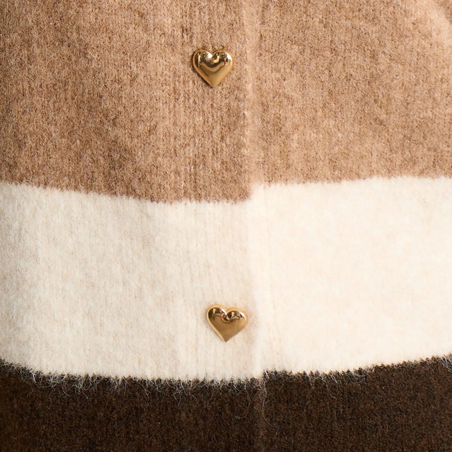 Heart Buttons Striped Sleeveless Vest in Neutral: One-size (UK 8-16) The Style Closet