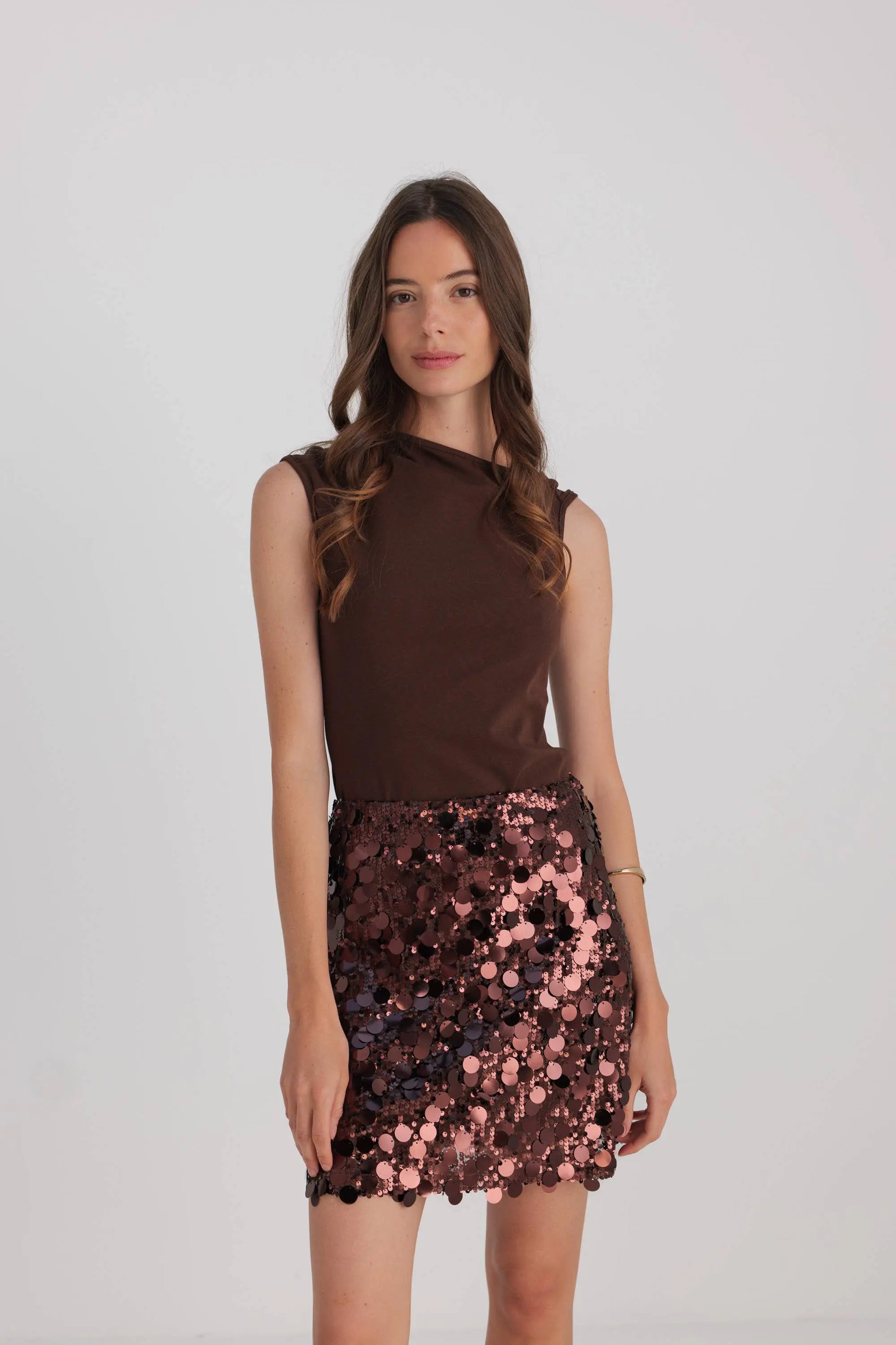 CLIO SEQUN SKIRT IN BRONZE The Style Closet