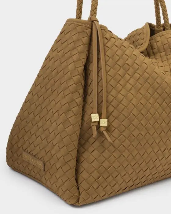 NOVA Hand Woven Large Suedette Shoulder Bag - Caramel The Style Closet