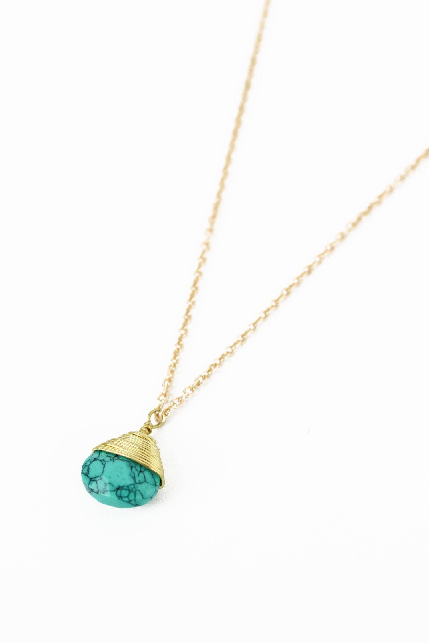 GOLD TURQUOISE WRAPPED PENDANT My Doris