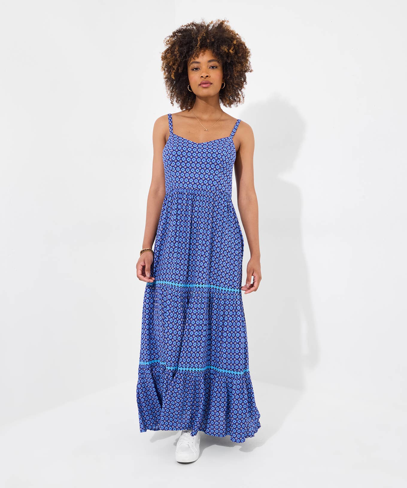 Gina Printed Maxi Dress: Blue