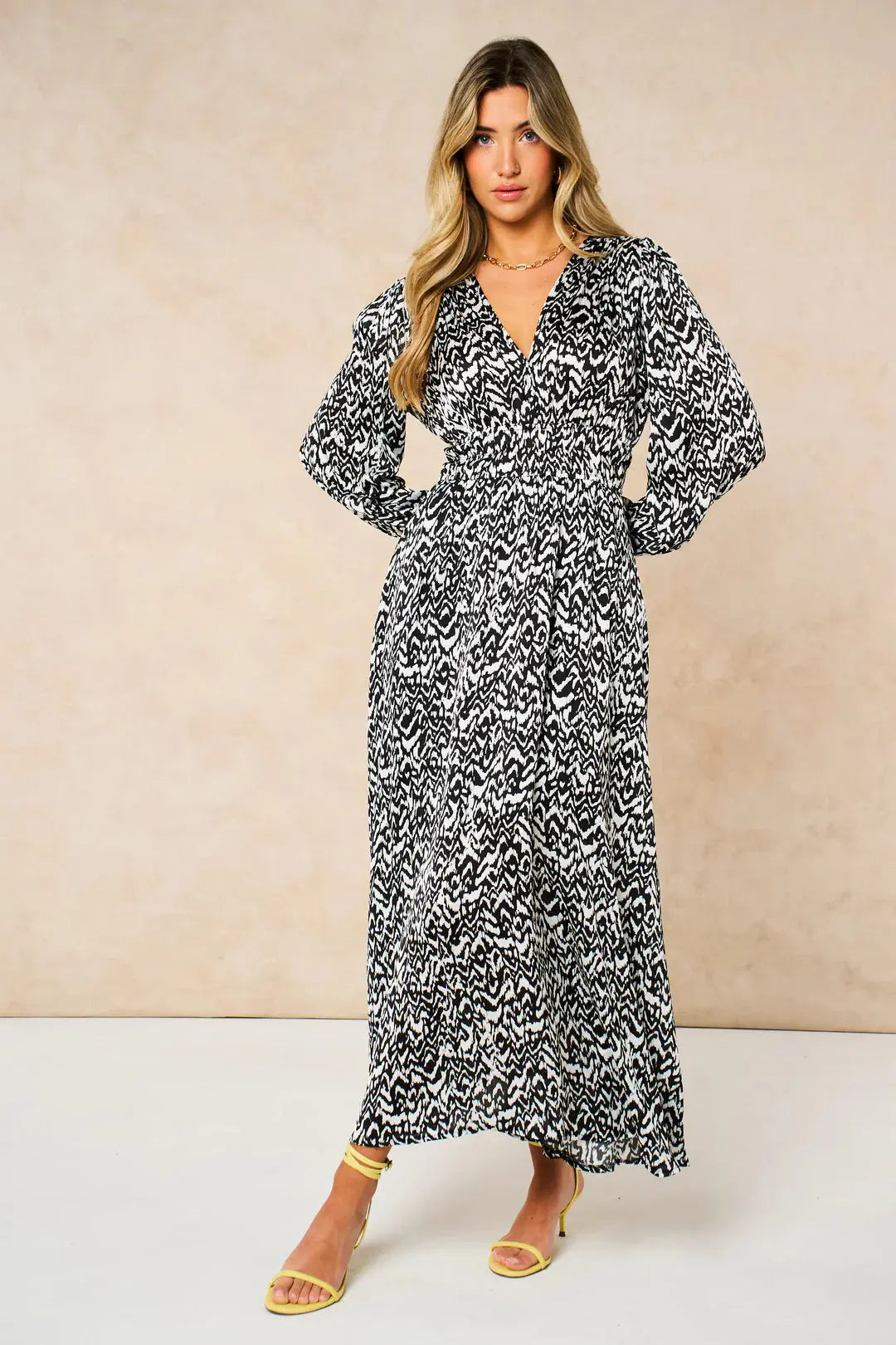 Monochrome Abstract Print Dress The Style Closet