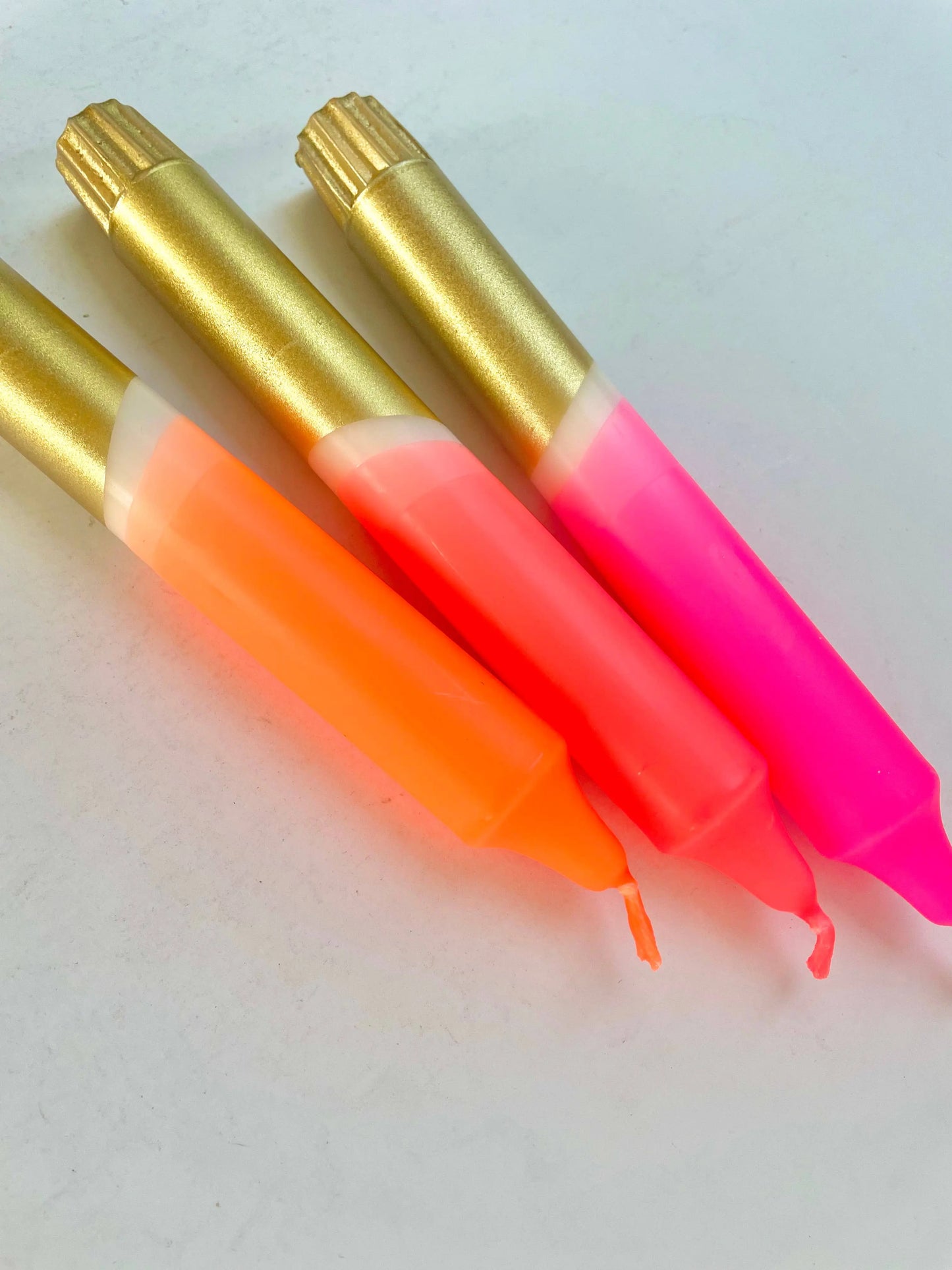 All The Neons & Gold Dip Dyed Dinner Candles The Style Closet
