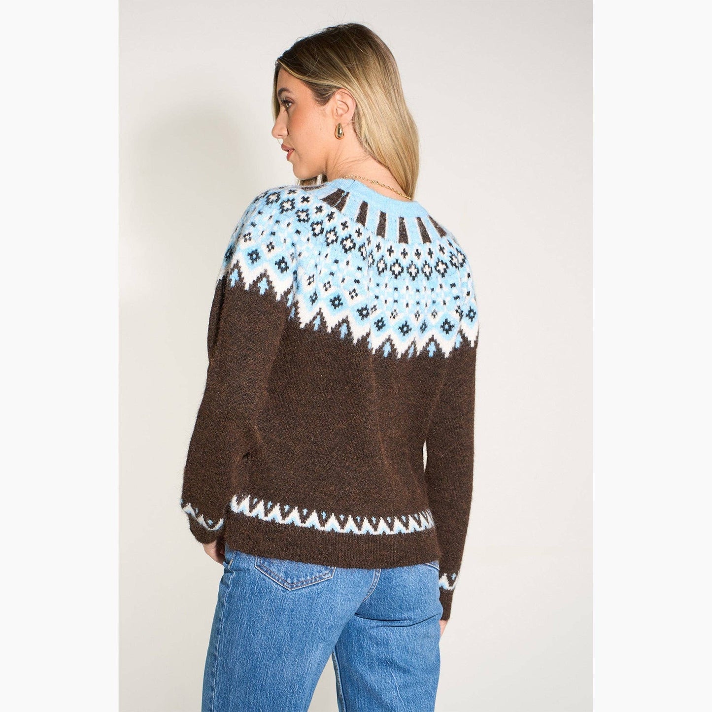 Nordic Style Jumper in Brown/Blue: One Size