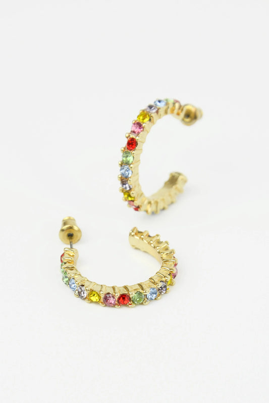 RAINBOW FACET GOLD HOOPS My Doris
