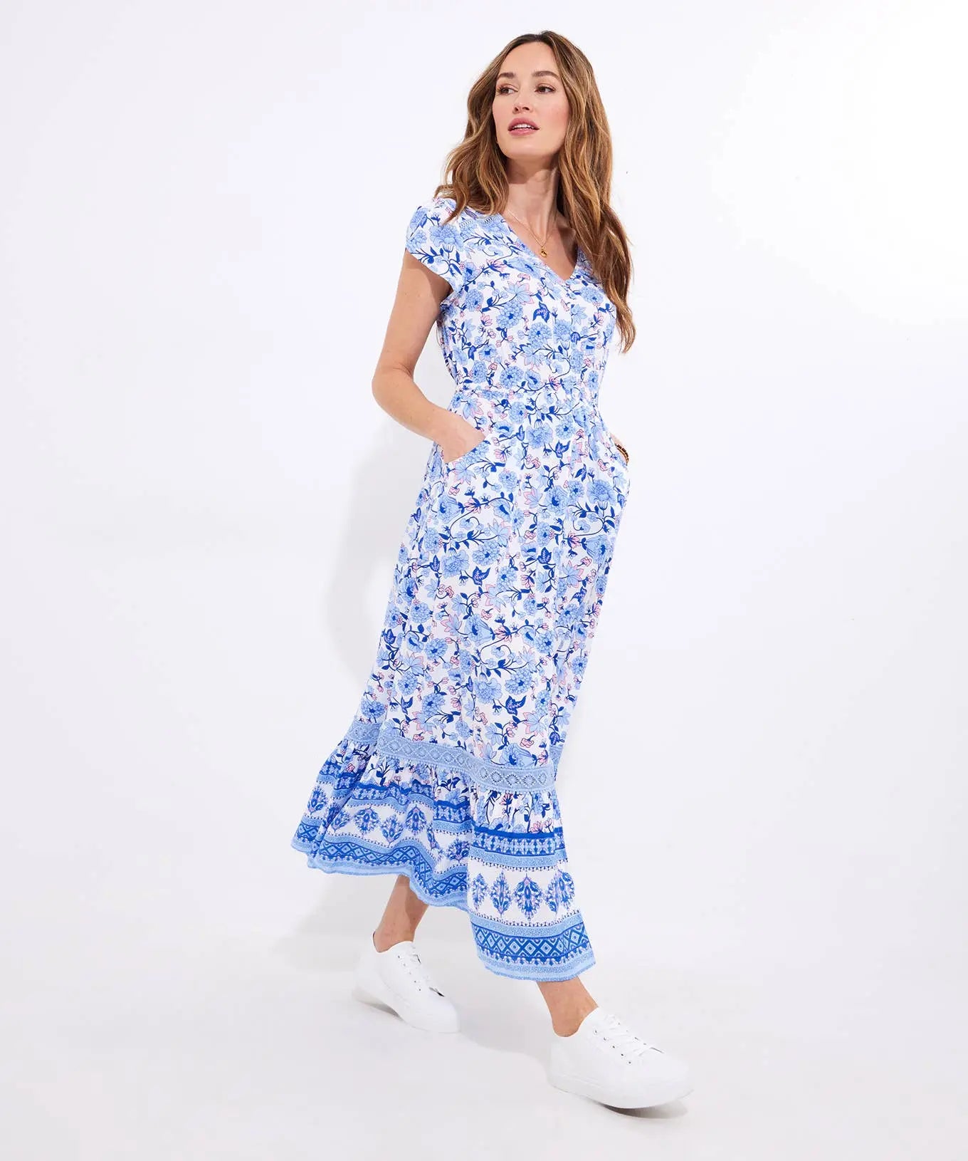Lauren Floral Print Maxi Dress: Blue The Style Closet