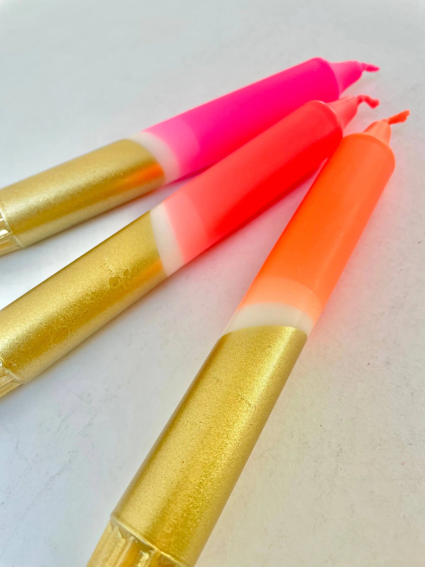 All The Neons & Gold Dip Dyed Dinner Candles The Style Closet