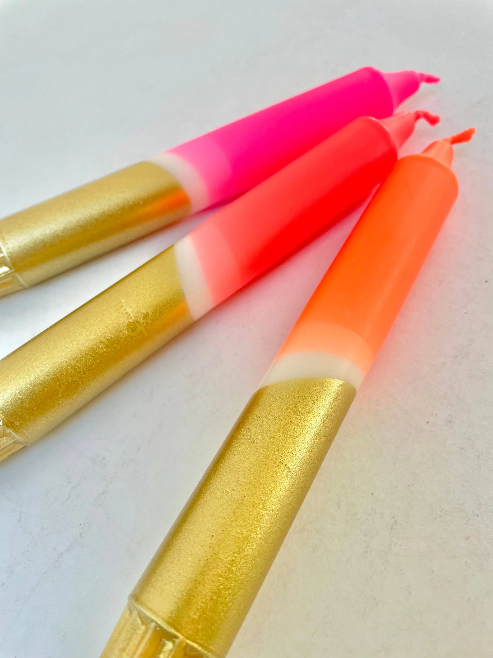 All The Neons & Gold Dip Dyed Dinner Candles The Style Closet