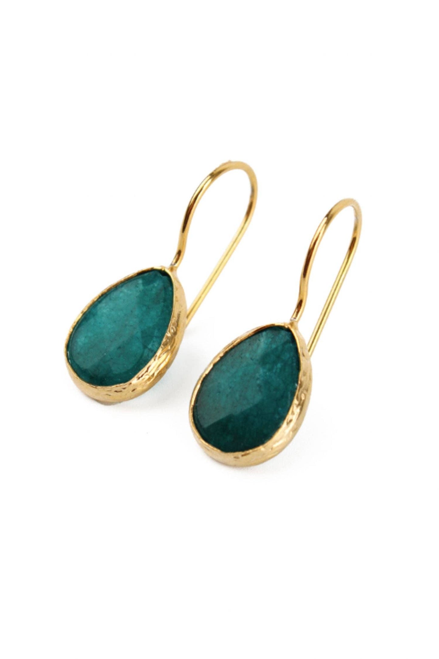 TEAR DROP GREEN STONE EARRINGS