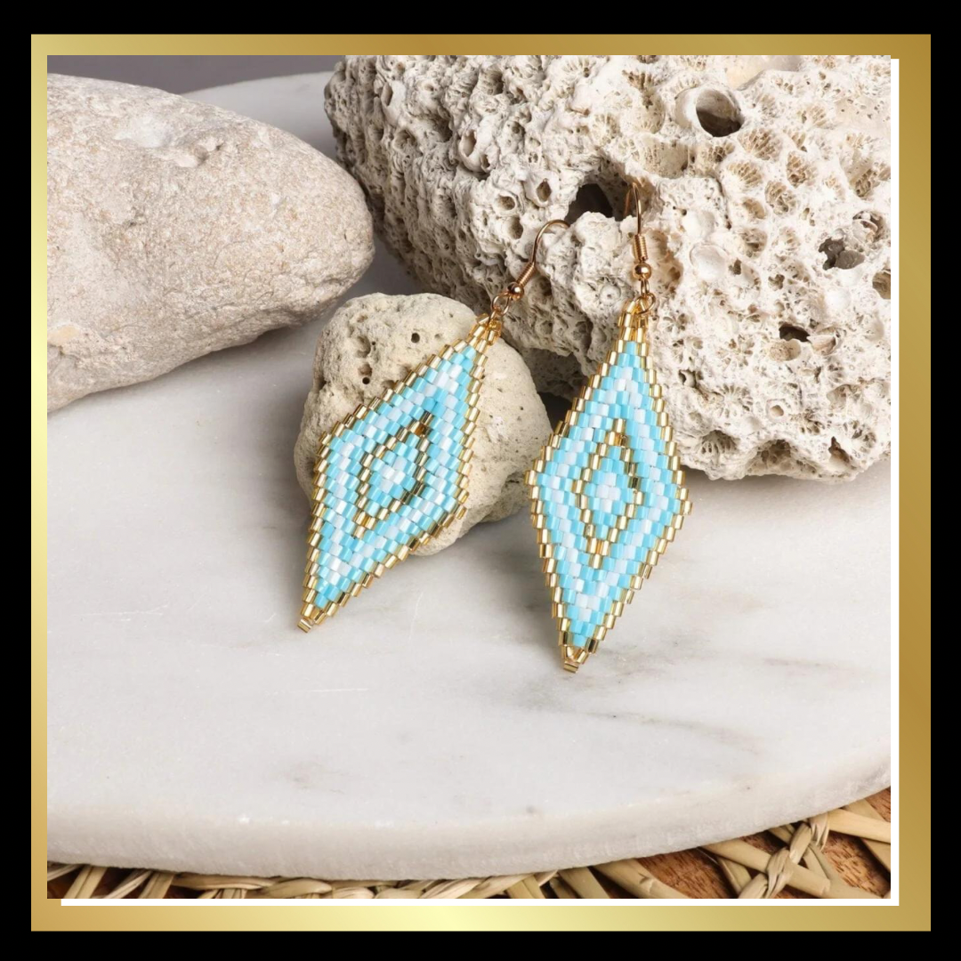 Diamond Shaped Beaded Earrings