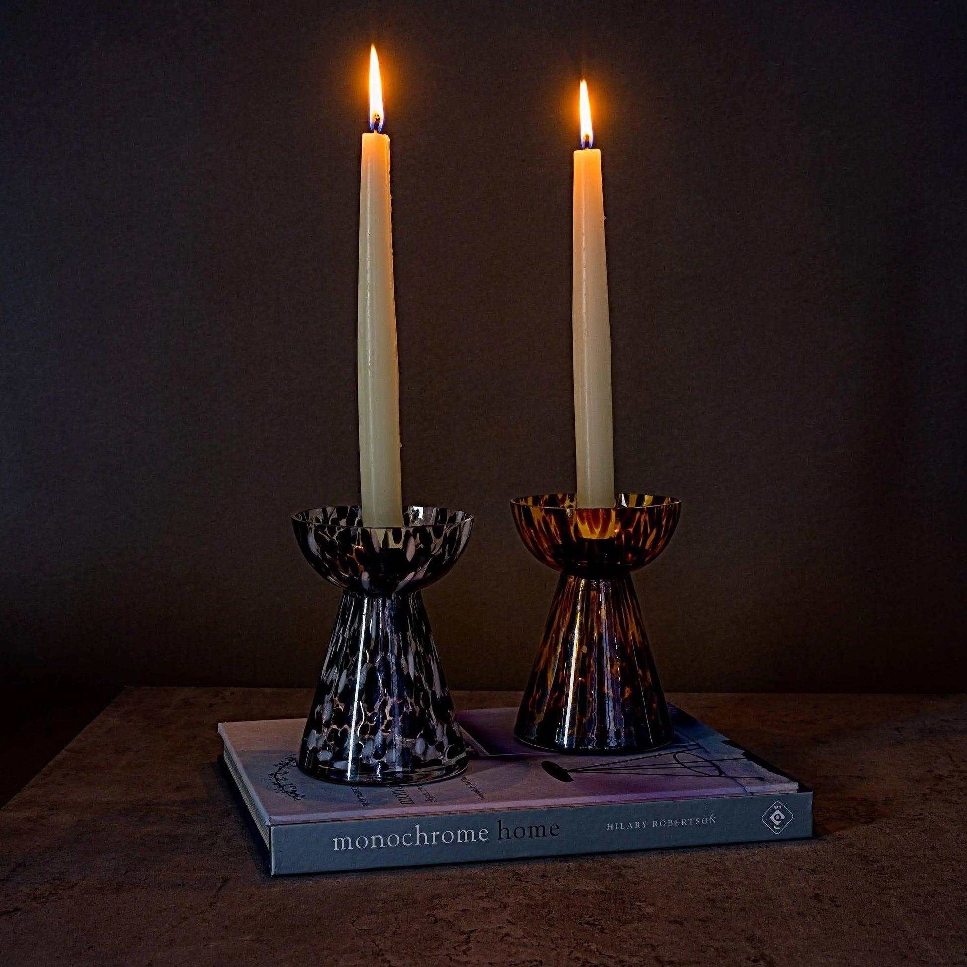 Pillar Candle Holder: Tortoise Shell  Print The Style Closet