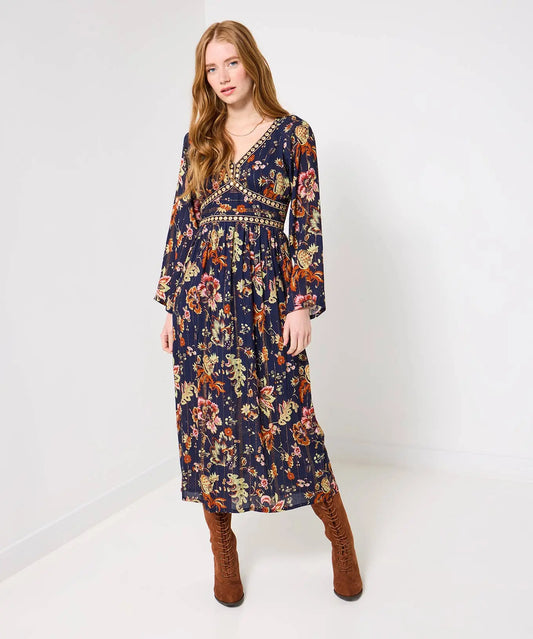 Isobella Mirror Trim Dress: Navy