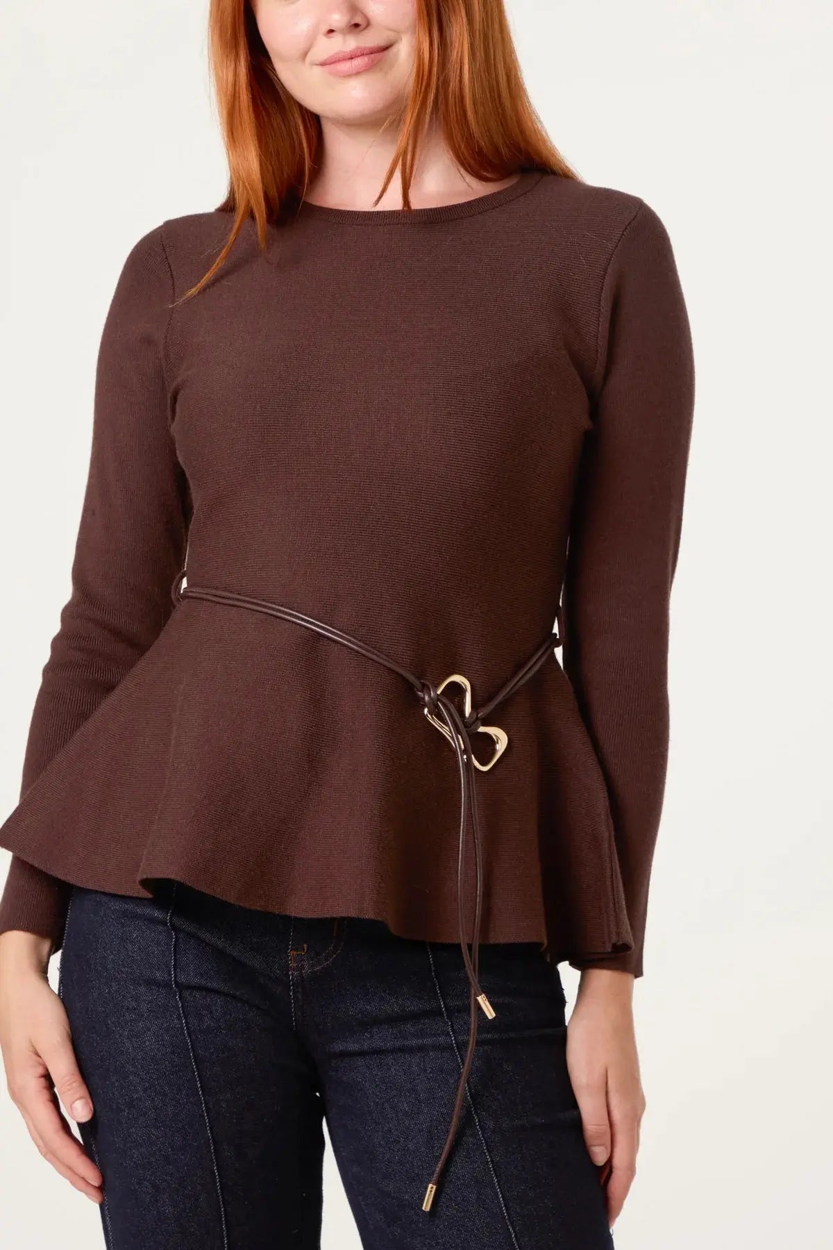 PEPLUM TOP with Faux Leather Belt The Style Closet
