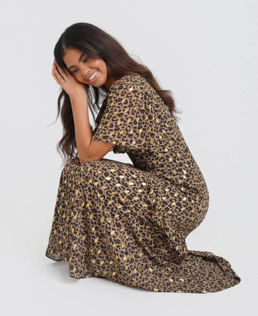 Ruffle Animal Foil Midi Dress: 14 Needs No Label