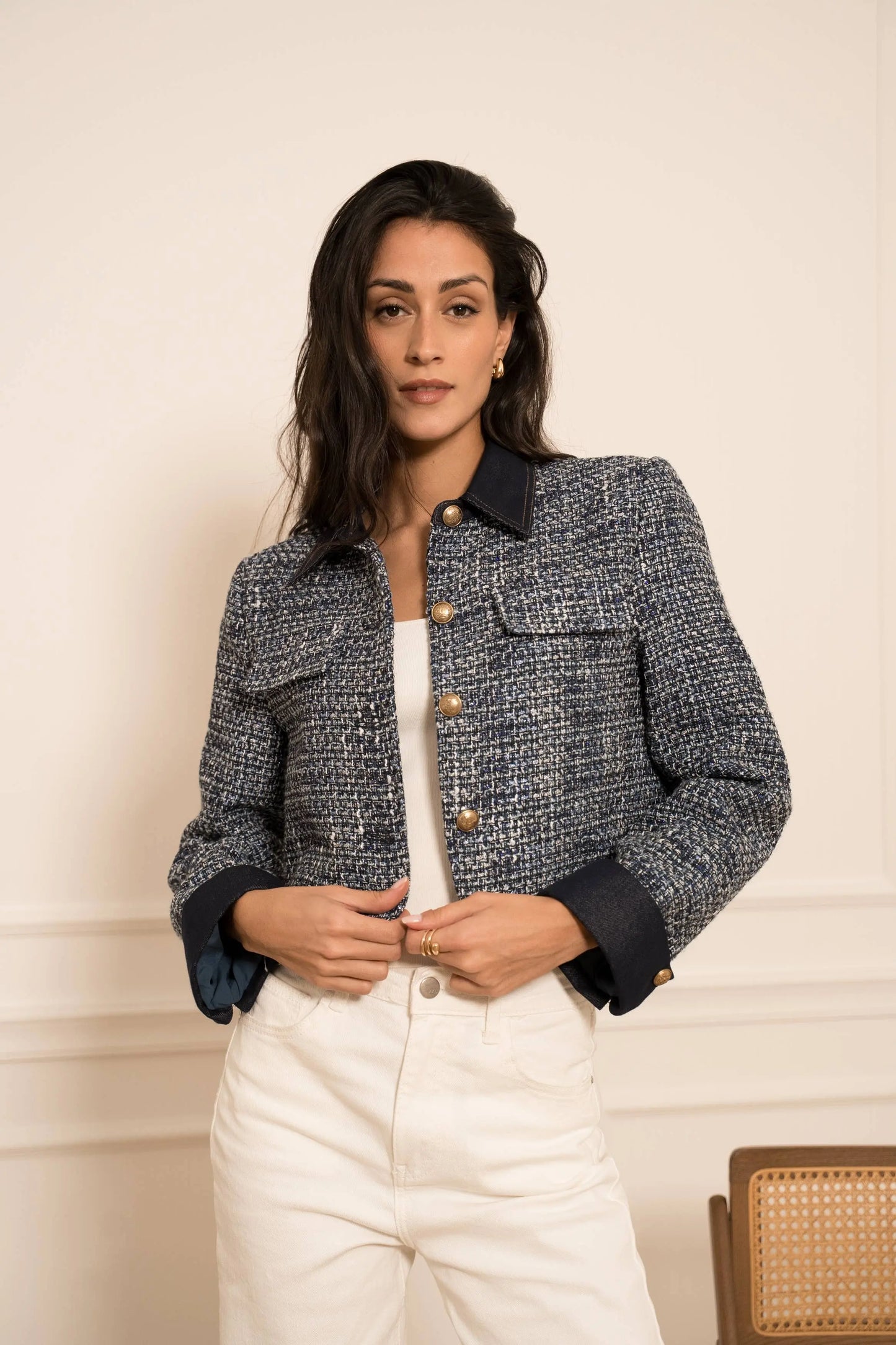 Élise jacket in tweed & Dark denim - The Style Closet