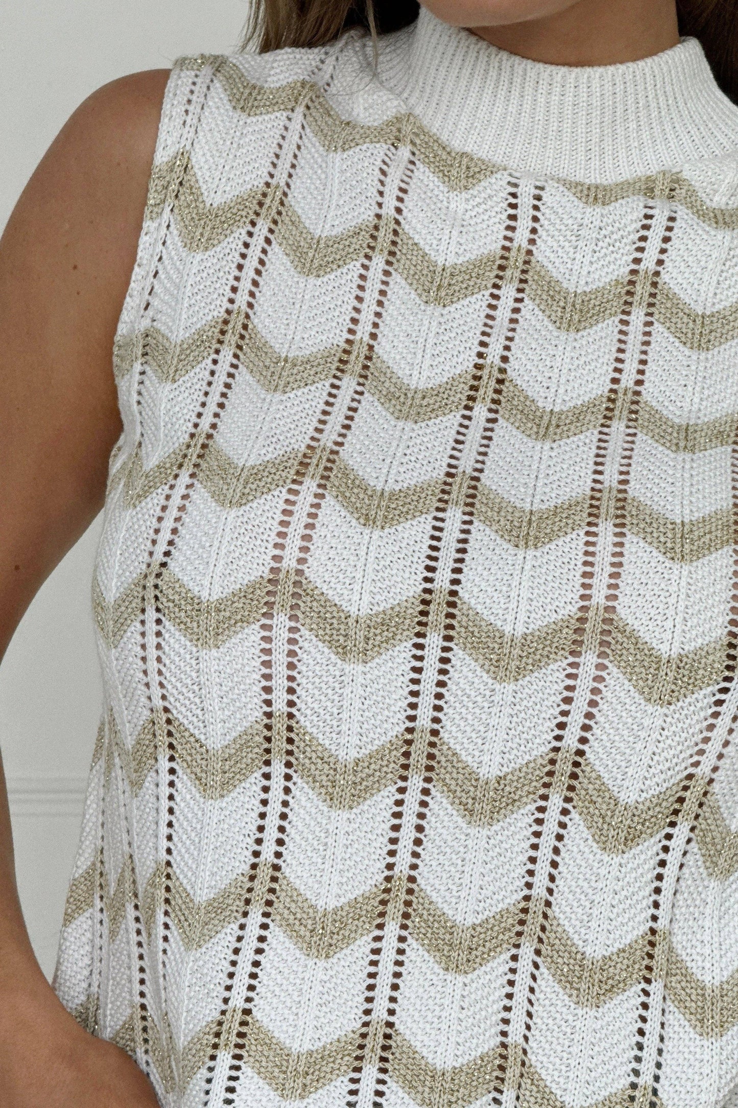 Jada Gold Crochet Chevron Top: Gold / Pack: 222 SIZE S M L Girl in mind
