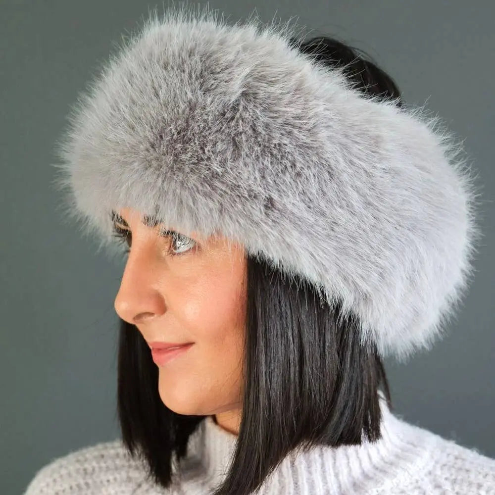 Cosy Ear Warmer Faux Fur Winter Headband Silver The Style Closet