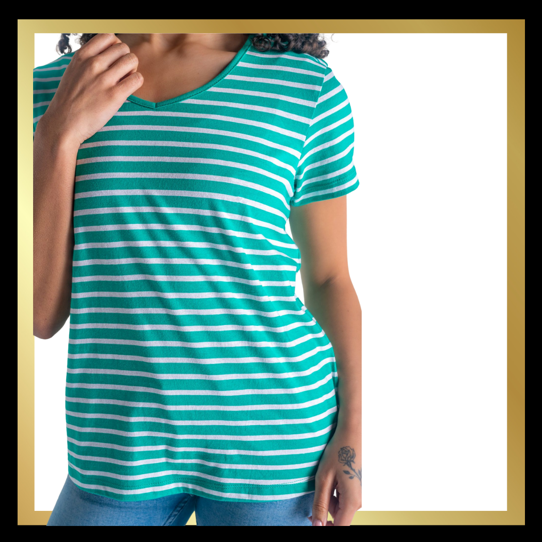 V Neck Striped T-Shirt