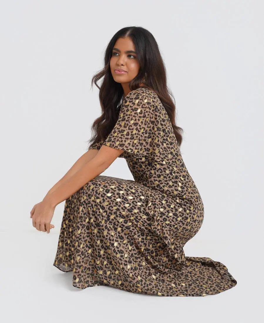 Ruffle Animal Foil Midi Dress: 14 Needs No Label