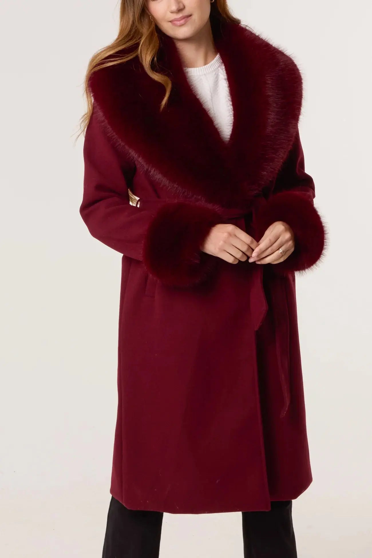 Faux Fur Burgundy Coat The Style Closet