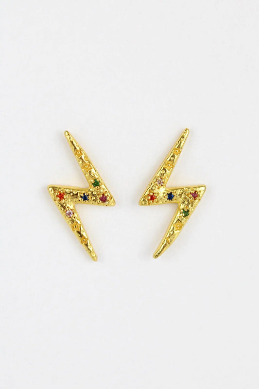 GOLD MULTI CRYSTAL LIGHTNING STUD My Doris