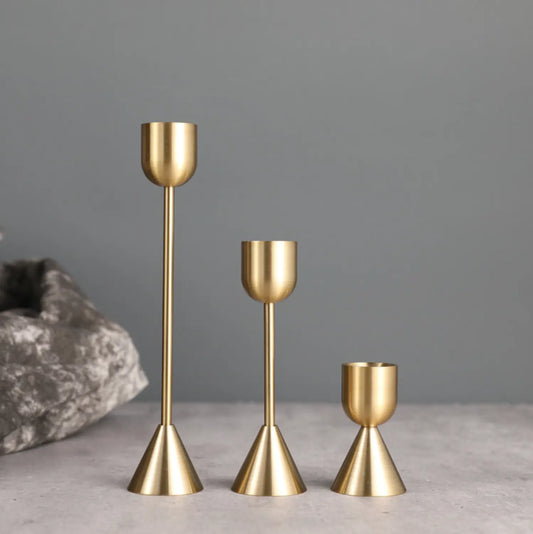 3 PC/set Metal Gold Plated Candle Holders The Style Closet