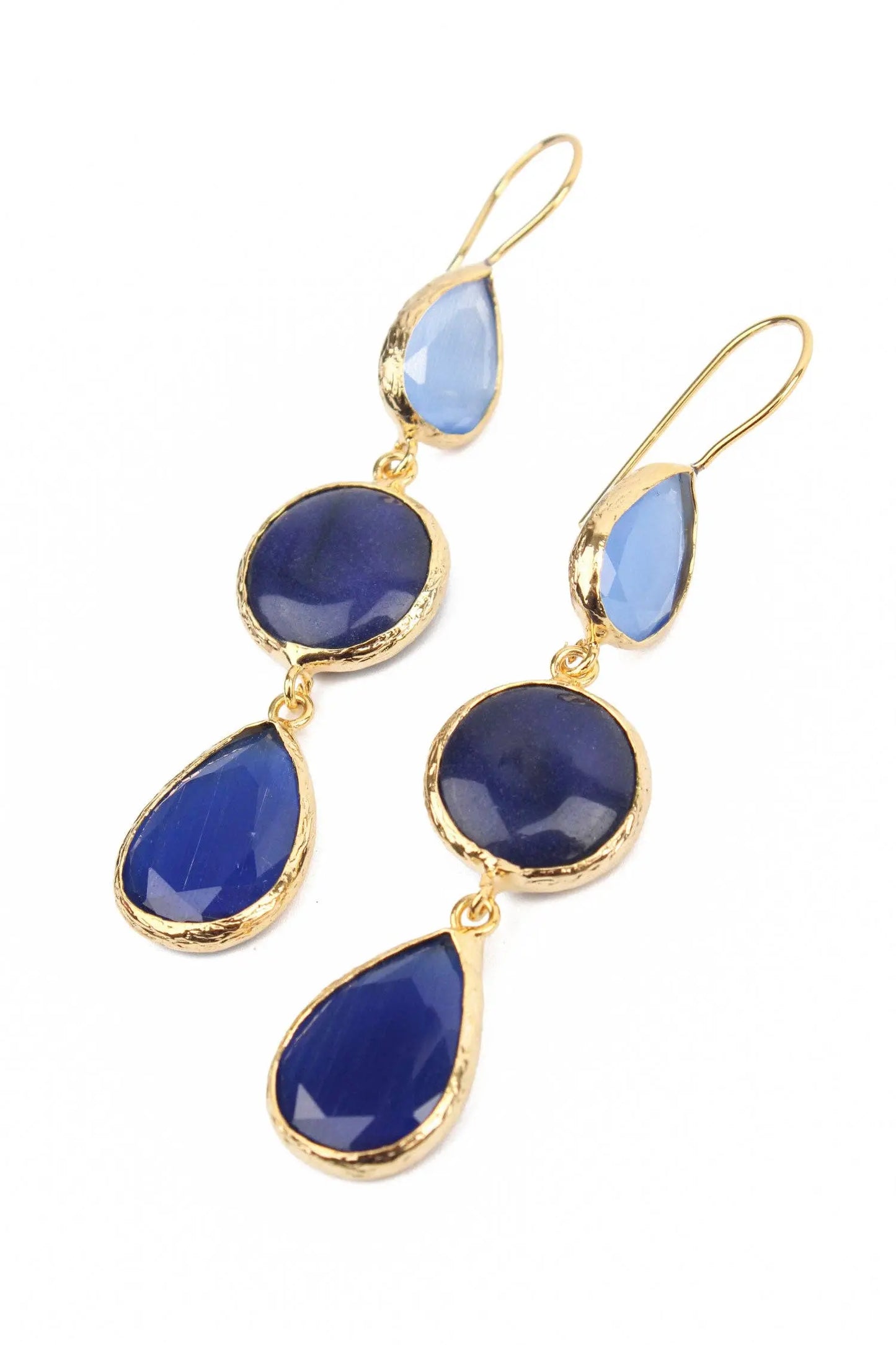 DARK BLUE THREE DROP EARRINGS The Style Closet