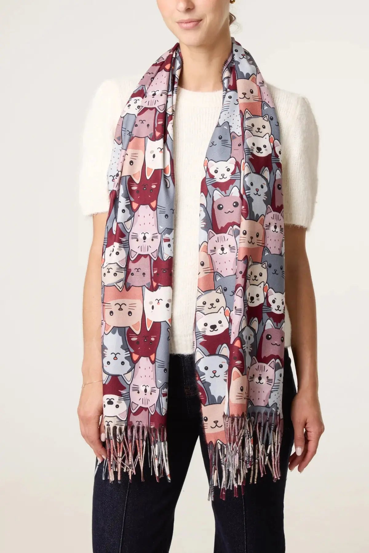 Cute Cat Print Scarf The Style Closet