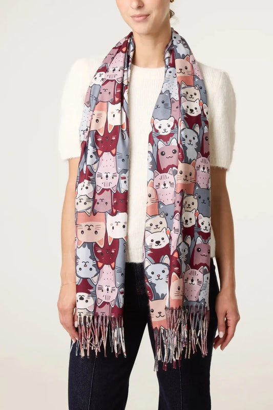 Cute Cat Print Scarf The Style Closet