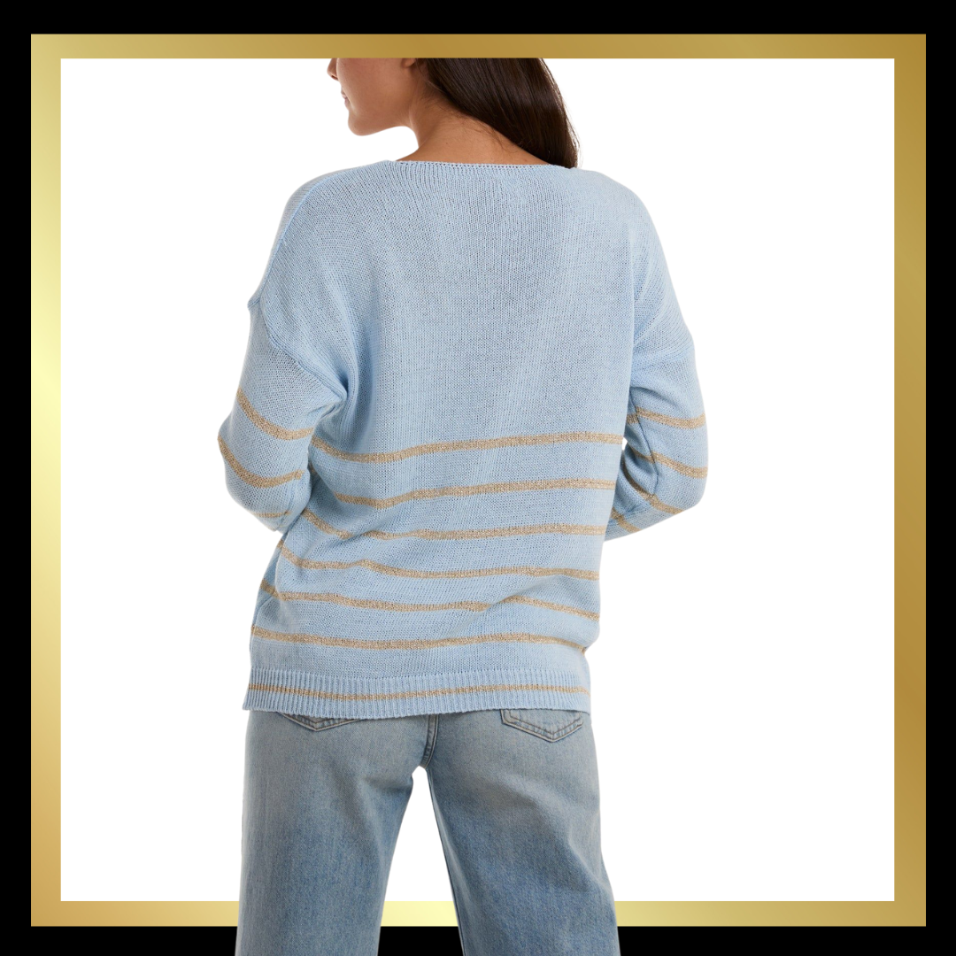 Lurex Striped Jumper with Heart