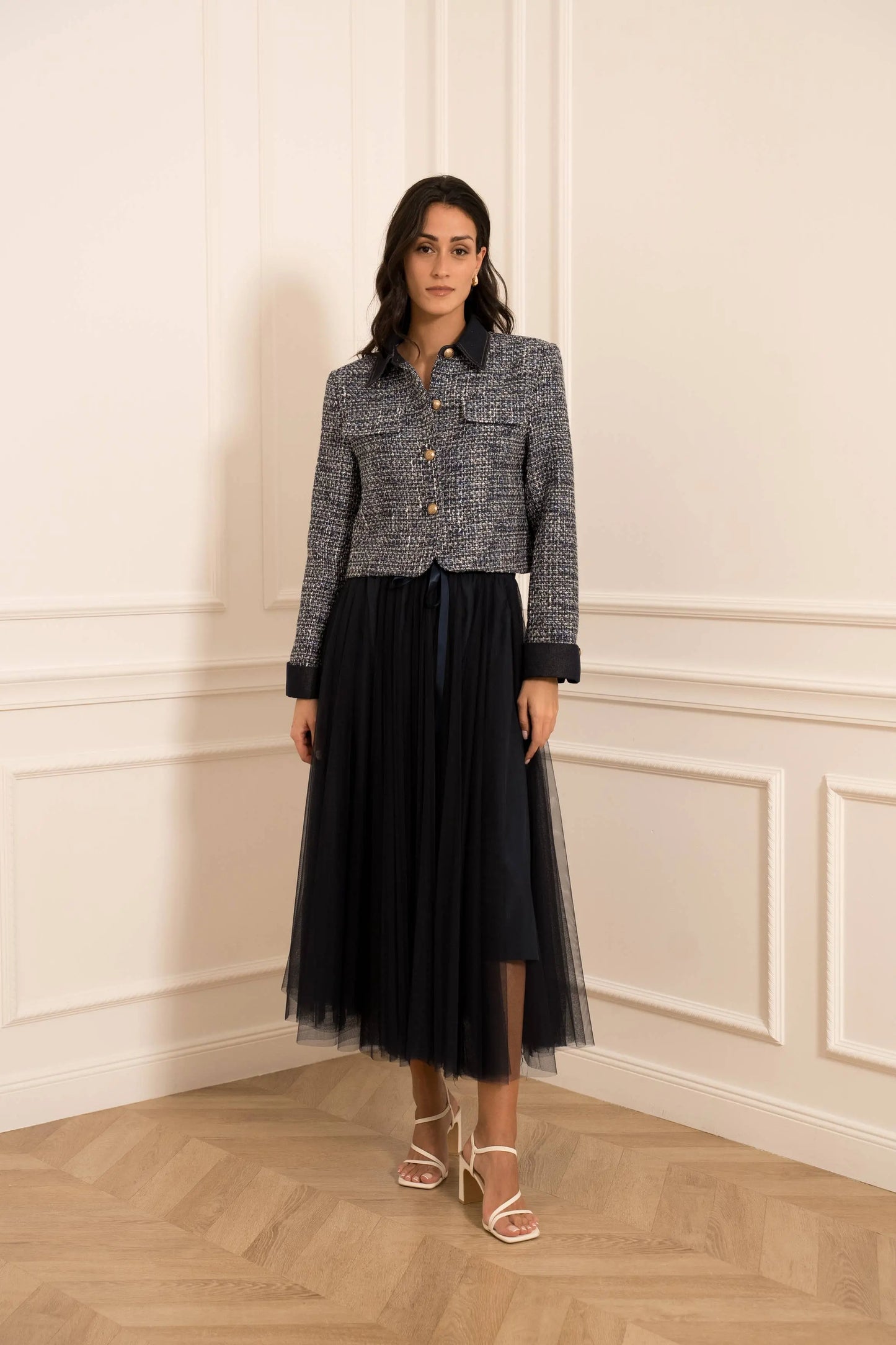 Élise jacket in tweed & Dark denim - The Style Closet