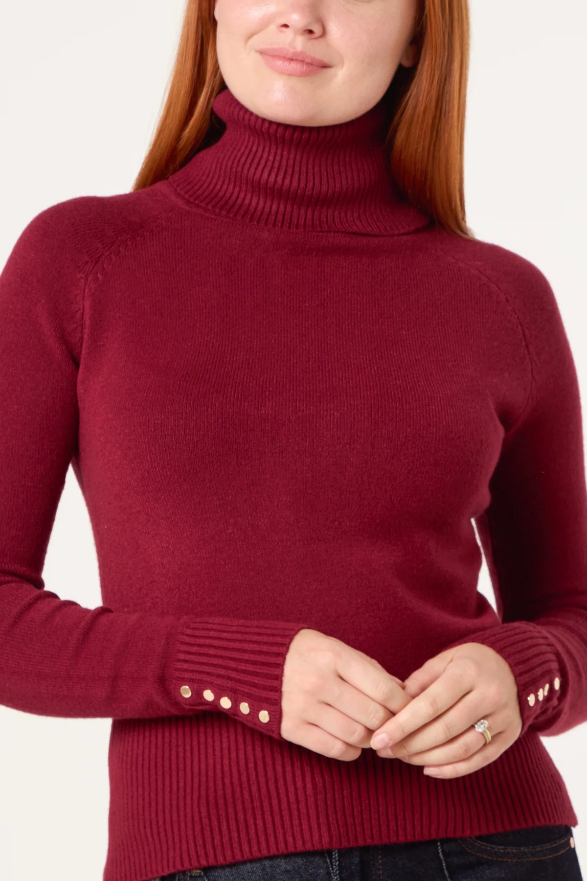 Gold Button Roll Neck Jumper