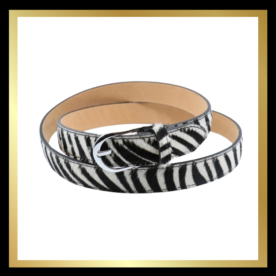 Zebra Print Italian Leather Belt