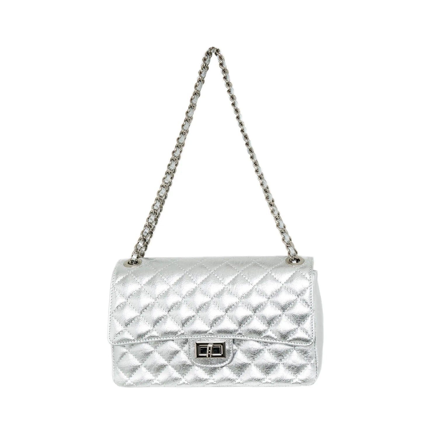 Large Quilted Italian Leather Handbag The Style Closet