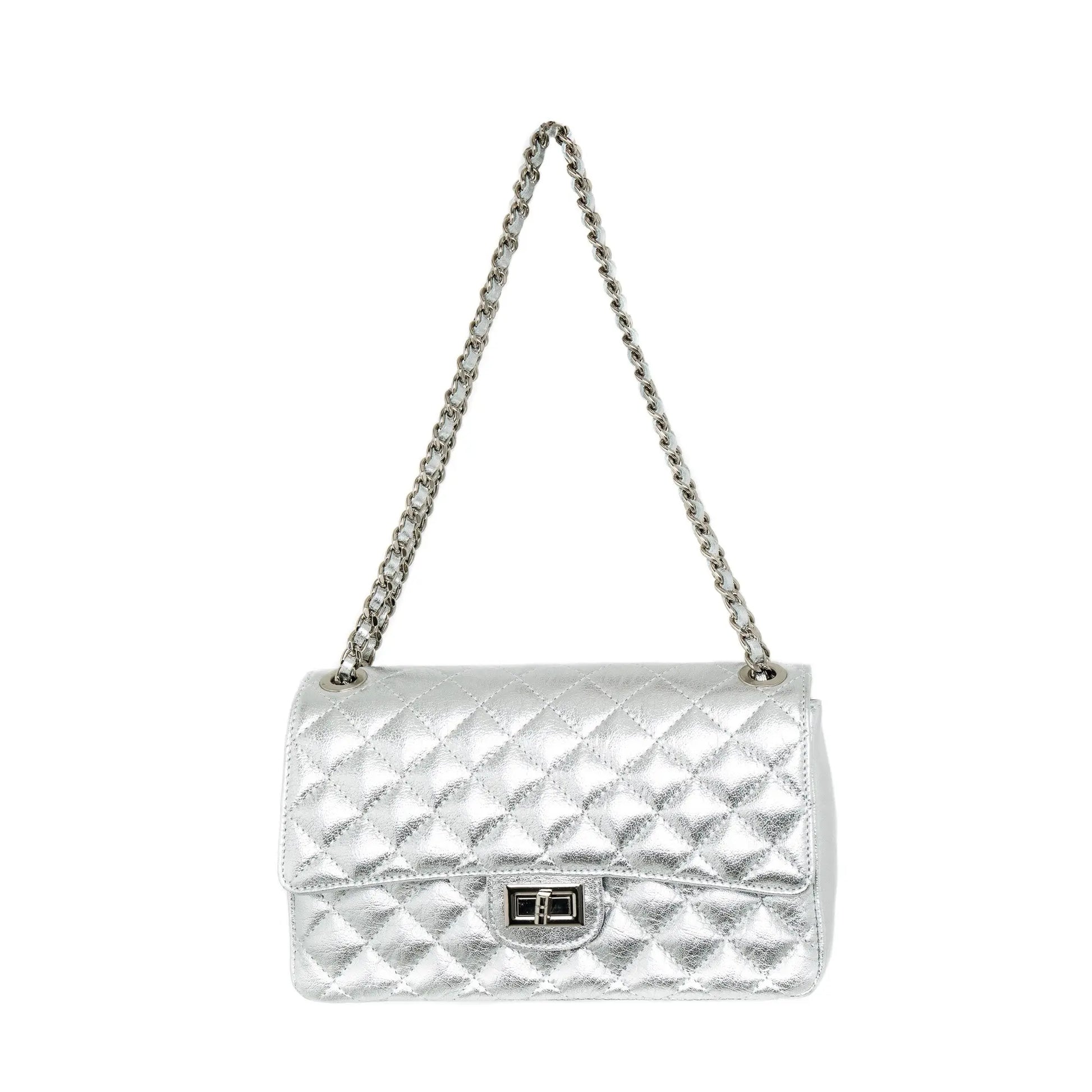 Large Quilted Italian Leather Handbag The Style Closet