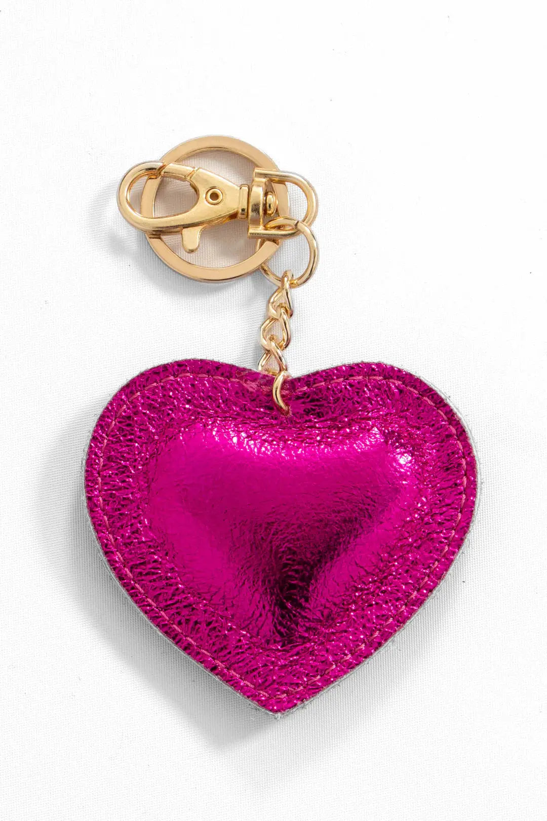 Italian Leather Metallic Love Heart KEYRING The Style Closet