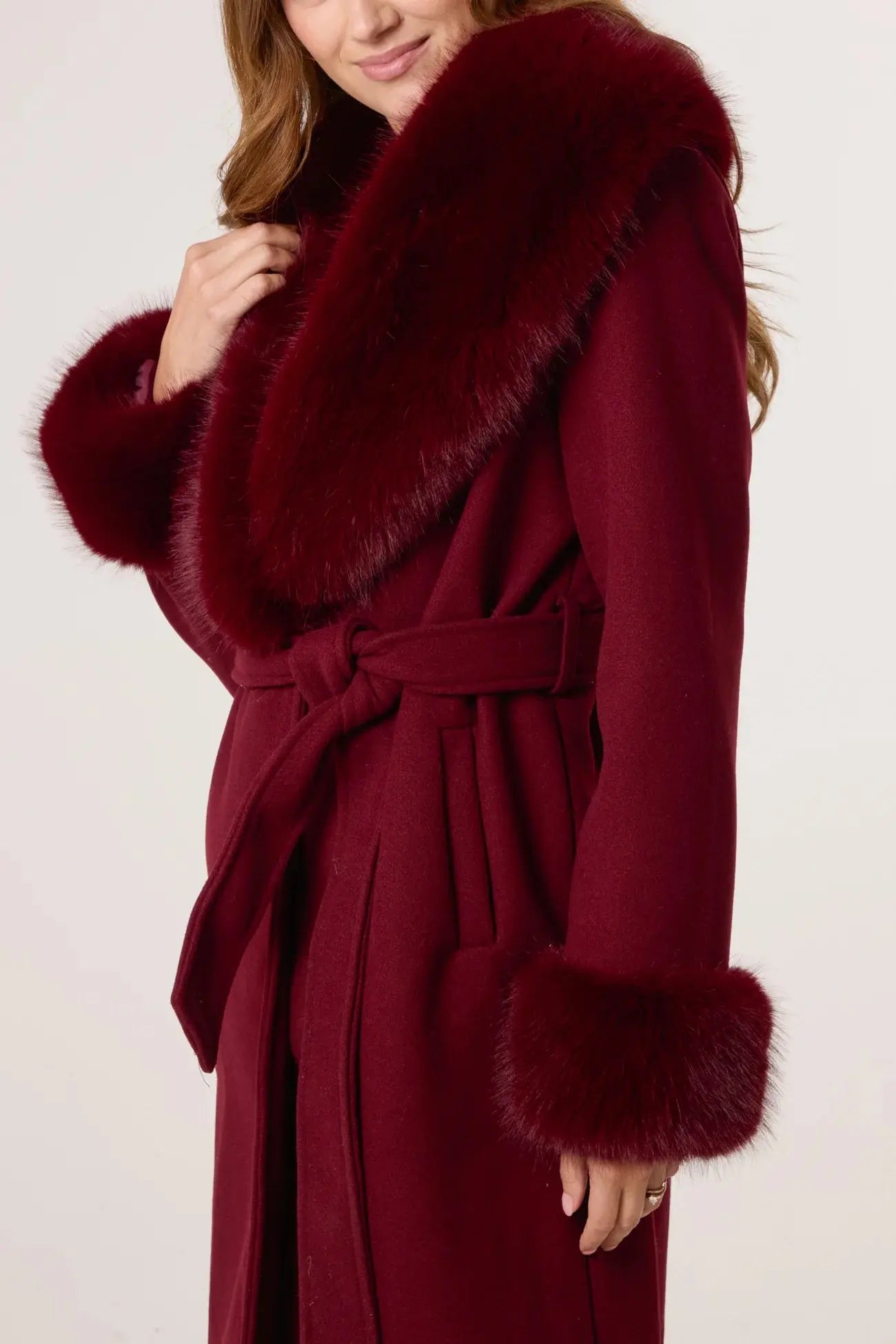 Faux Fur Burgundy Coat The Style Closet