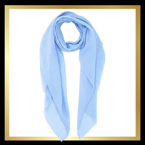 Plain Solid Colour Lightweight Scarf in Pale Blue: One-size