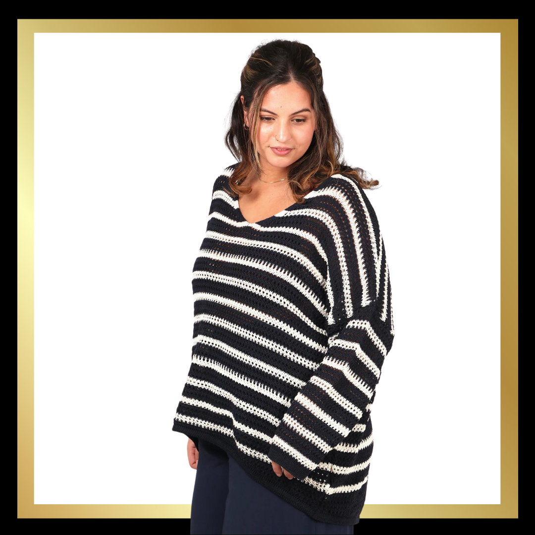 Black and White Striped Jumper