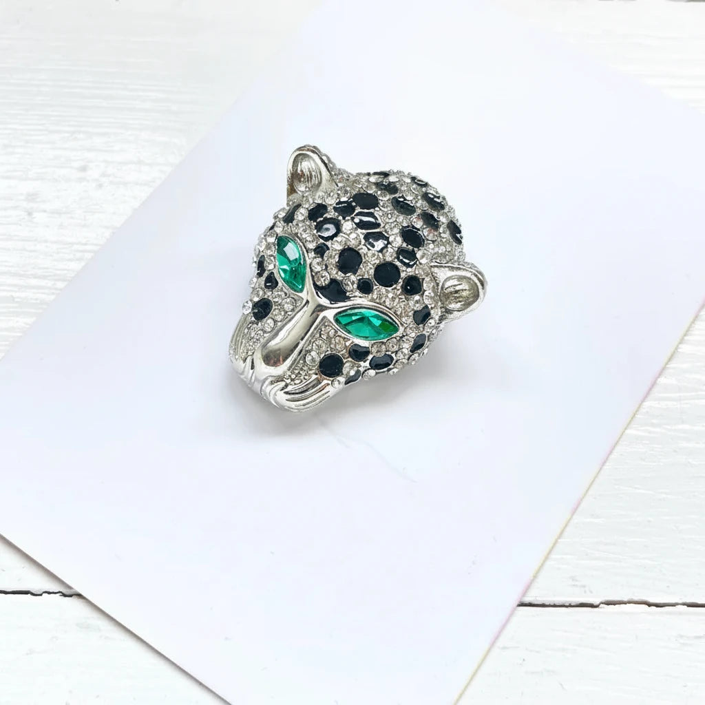 Silver Snow Leopard Brooch