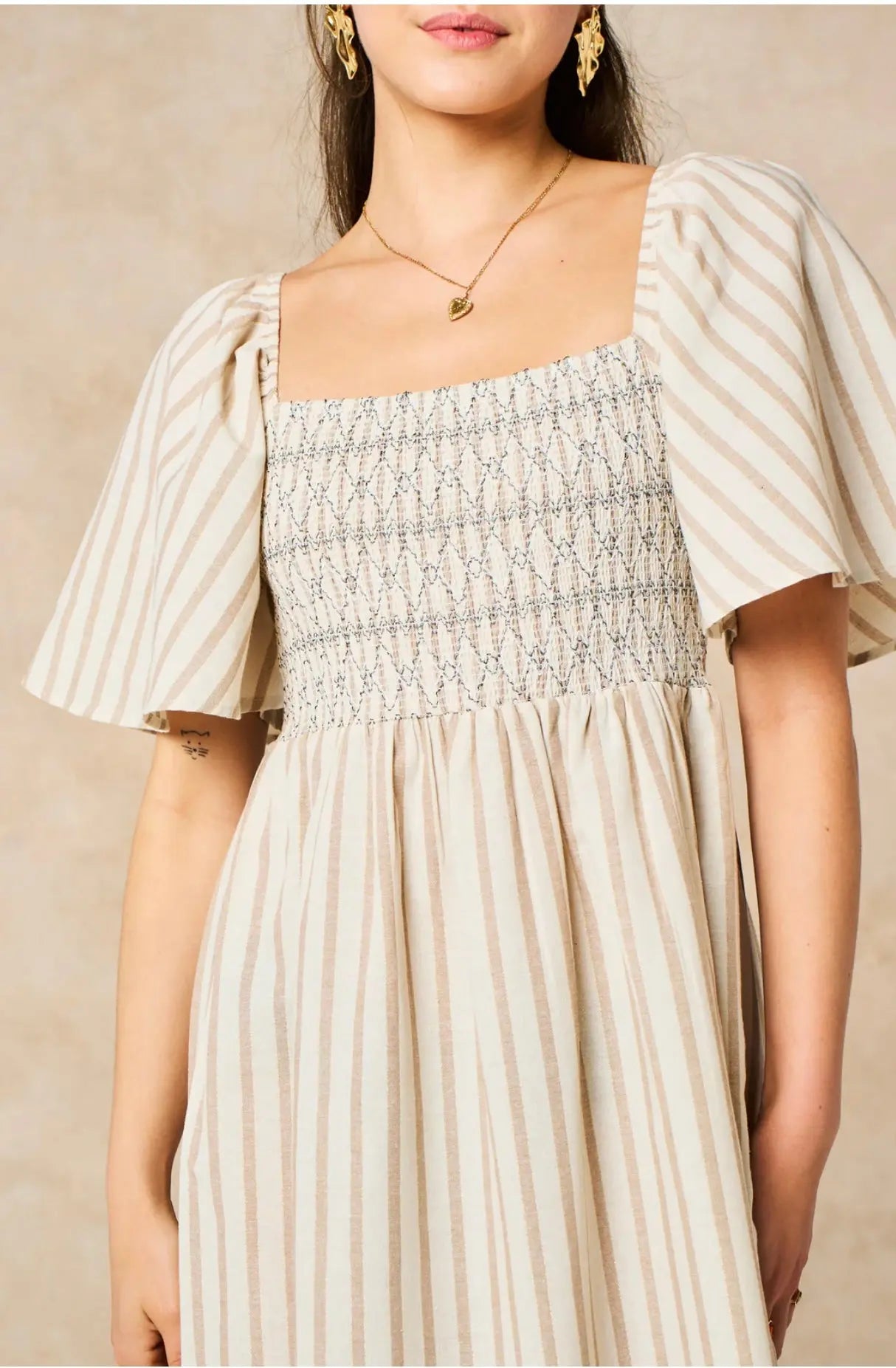 Cream Striped Maxi Dress The Style Closet