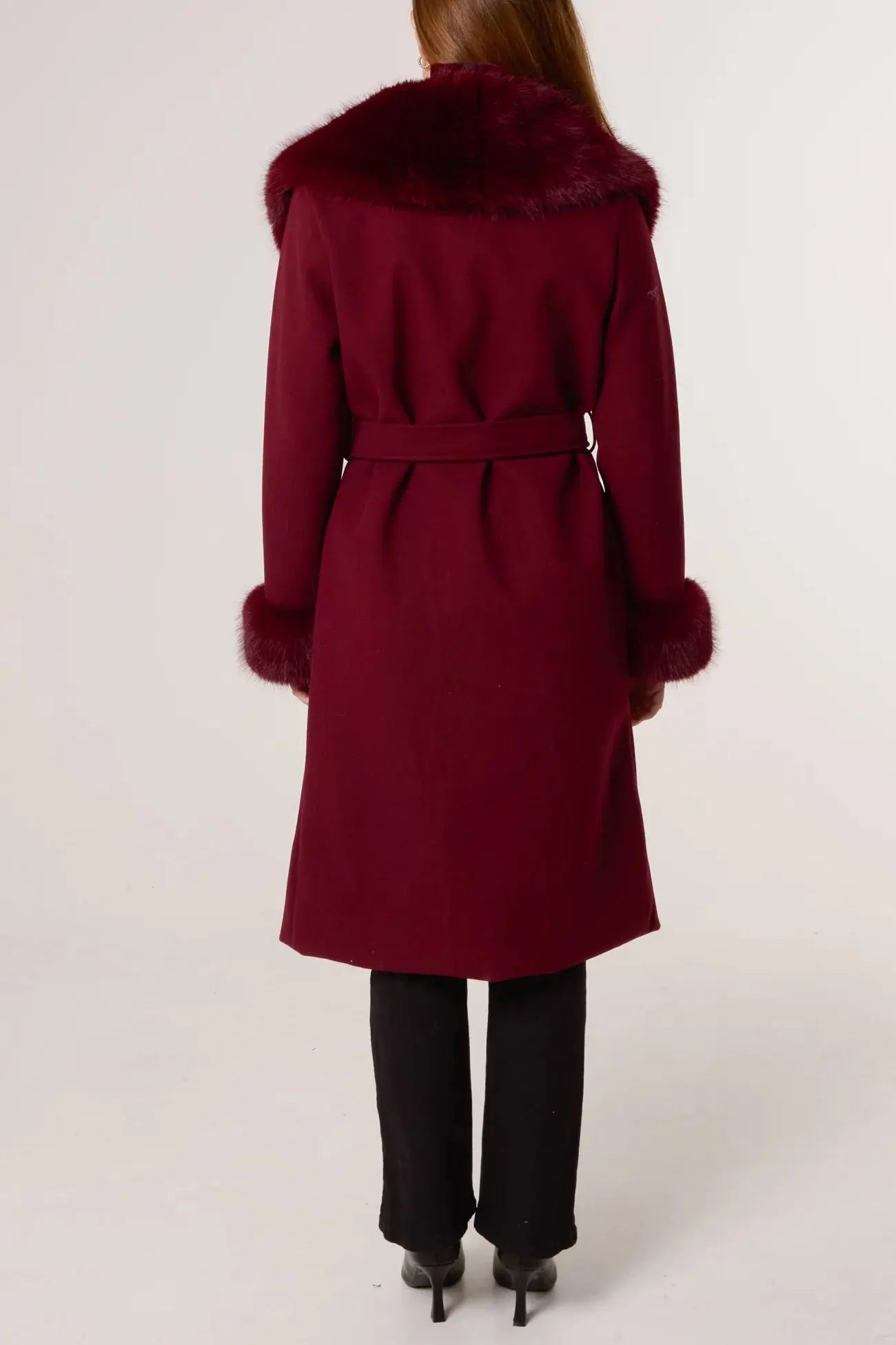 Faux Fur Burgundy Coat The Style Closet