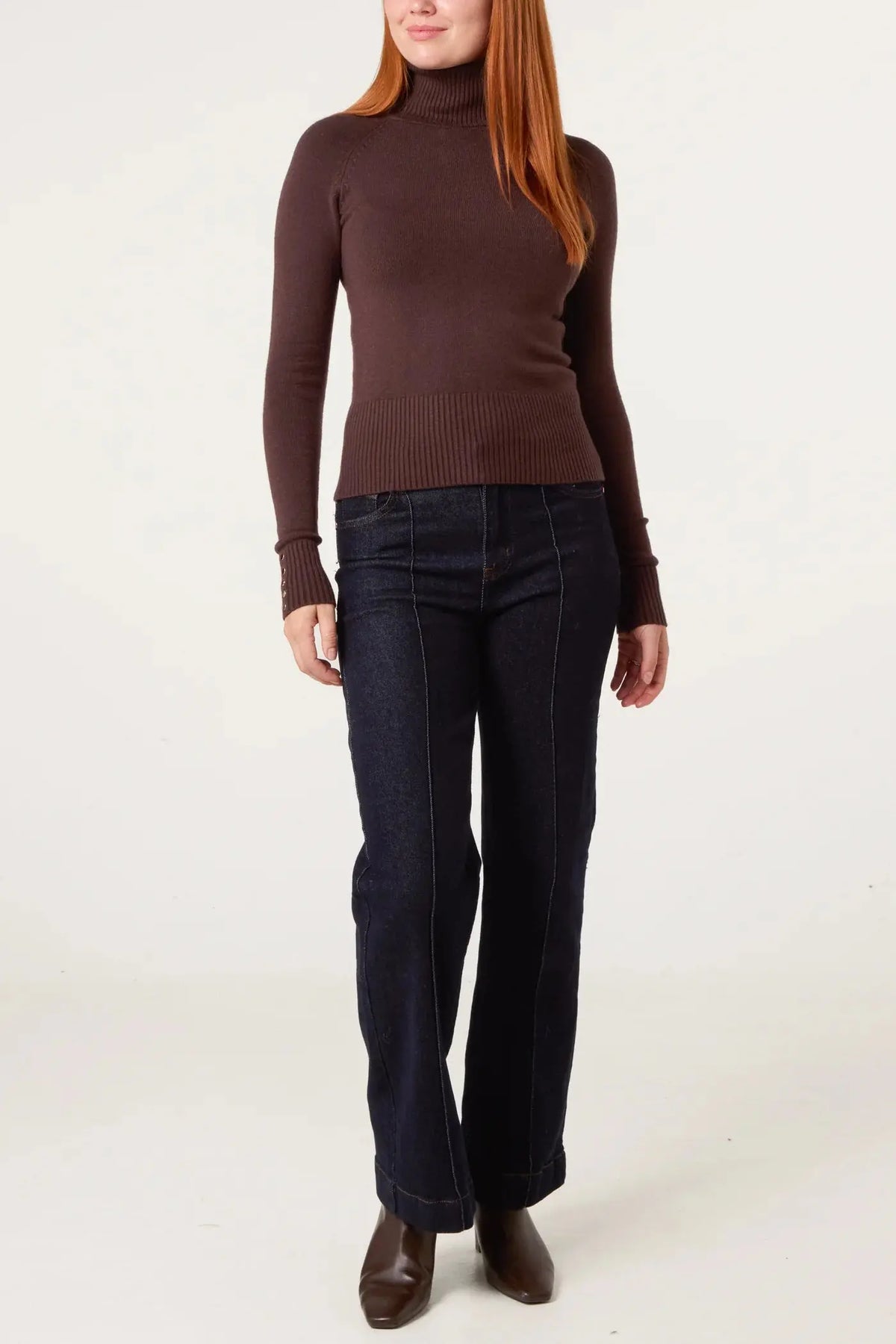 Gold Button Roll Neck Jumper The Style Closet