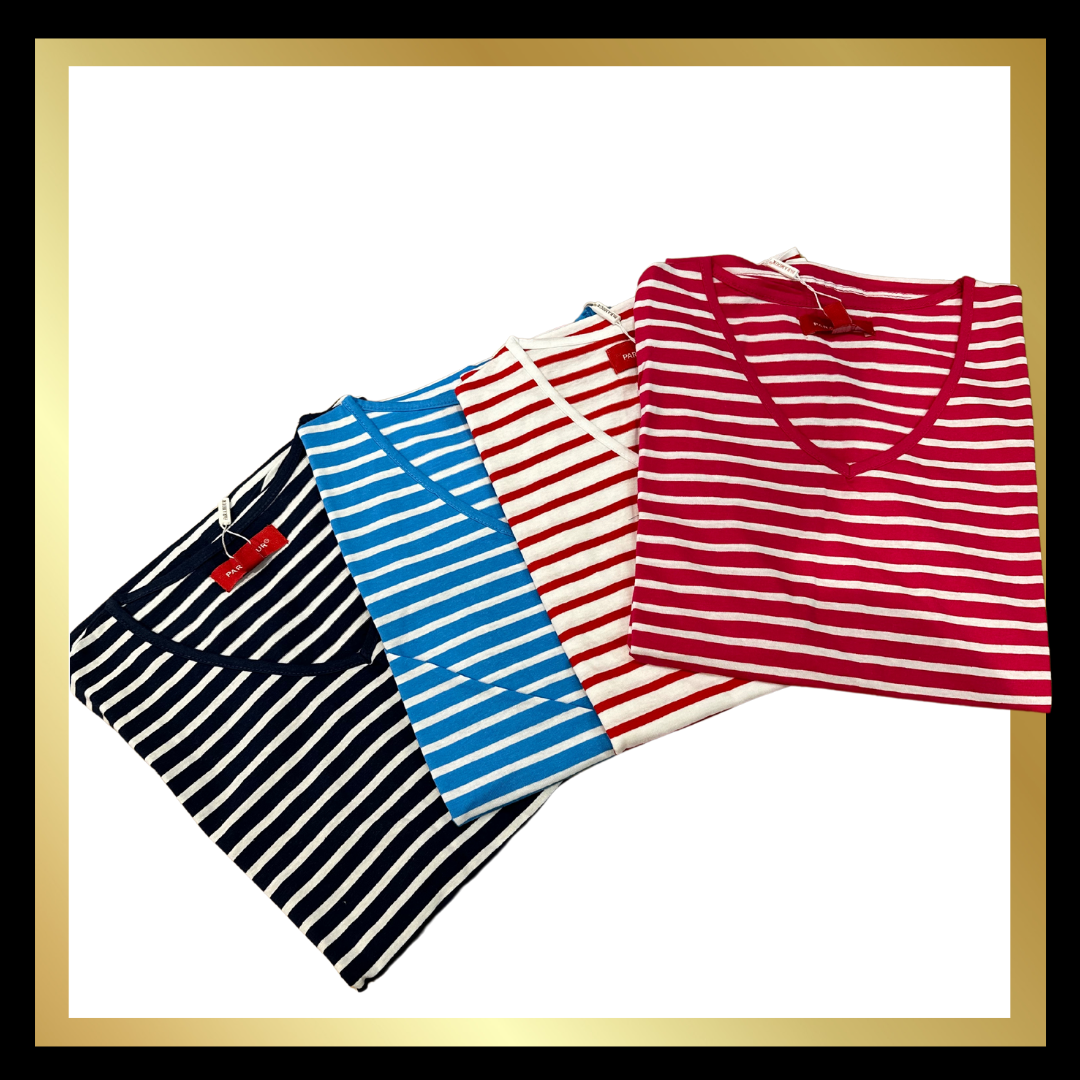 V Neck Striped T-Shirt