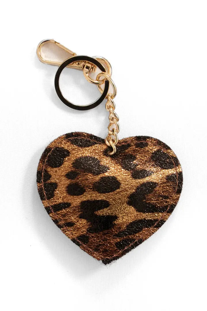 Italian Leather Metallic Love Heart KEYRING The Style Closet