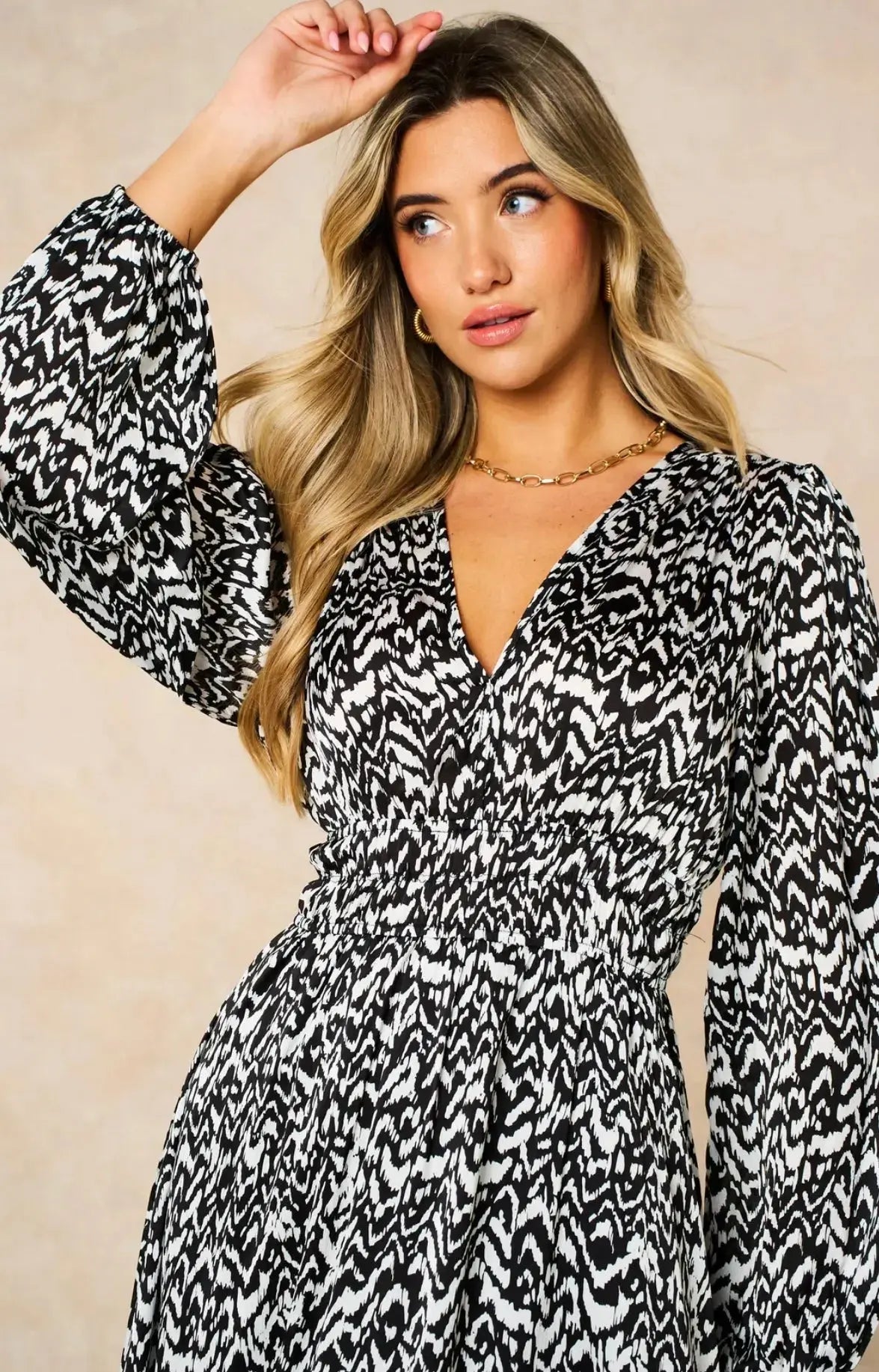 Monochrome Abstract Print Dress The Style Closet