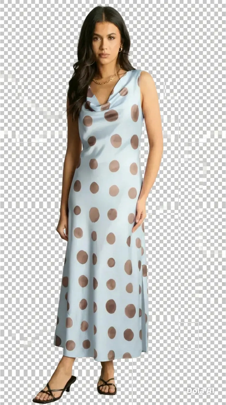 Cowl Neck Satin Spot Dress The Style Closet