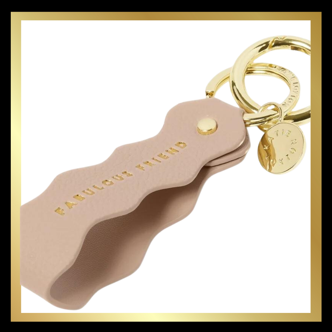 'Fabulous Friend' Sentiment Wave Keyring in Nude Pink by Katie Loxton