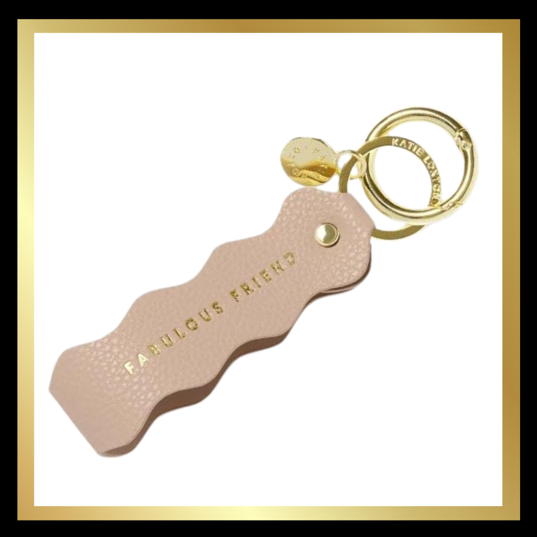 'Fabulous Friend' Sentiment Wave Keyring in Nude Pink by Katie Loxton