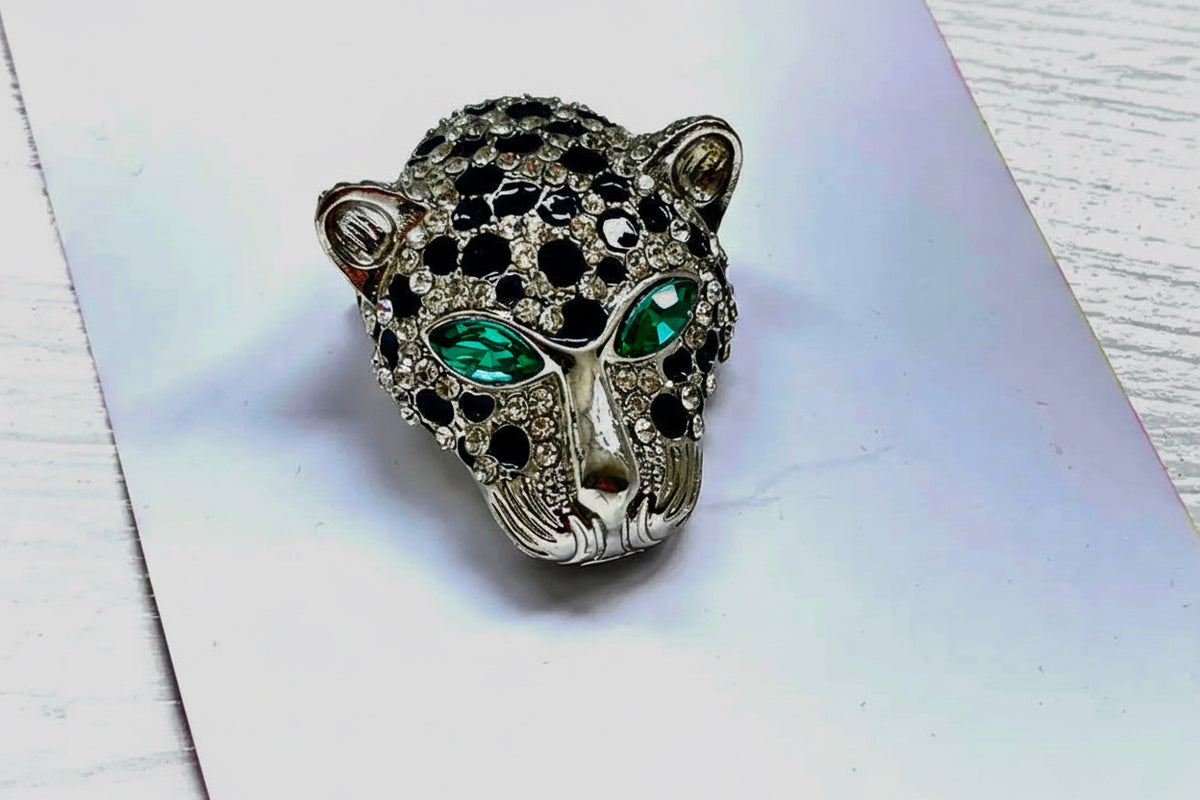 Silver Snow Leopard Brooch